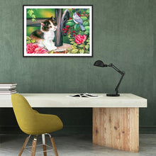 Charger l&#39;image dans la galerie, Chat - diamant rond complet - 40x30cm
