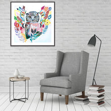 Charger l&#39;image dans la galerie, Hibou carré - peinture en diamant complet - 30x30cm
