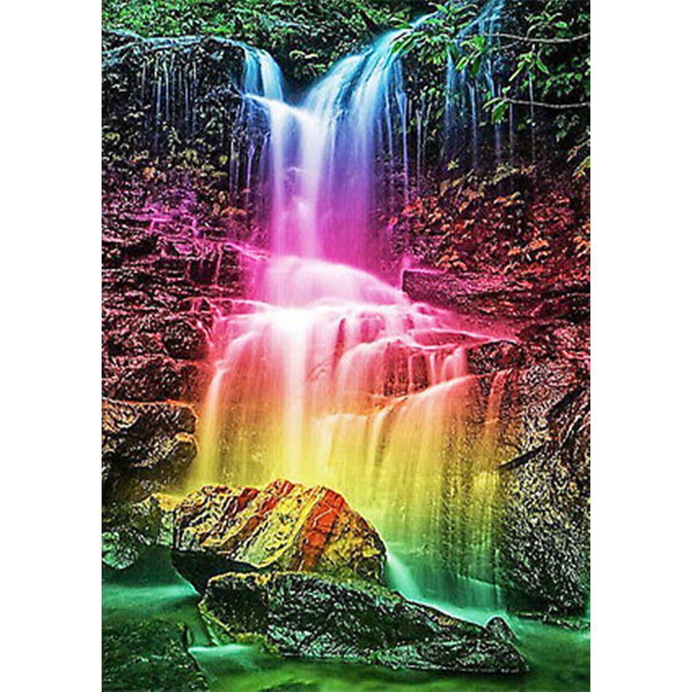 Chute d’eau arc-en-ciel - diamant rond complet - 30x40cm