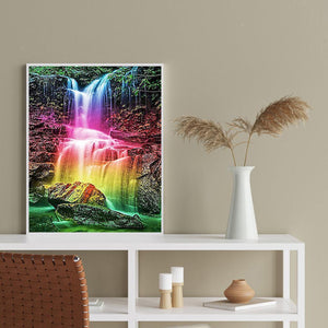 Chute d’eau arc-en-ciel - diamant rond complet - 30x40cm