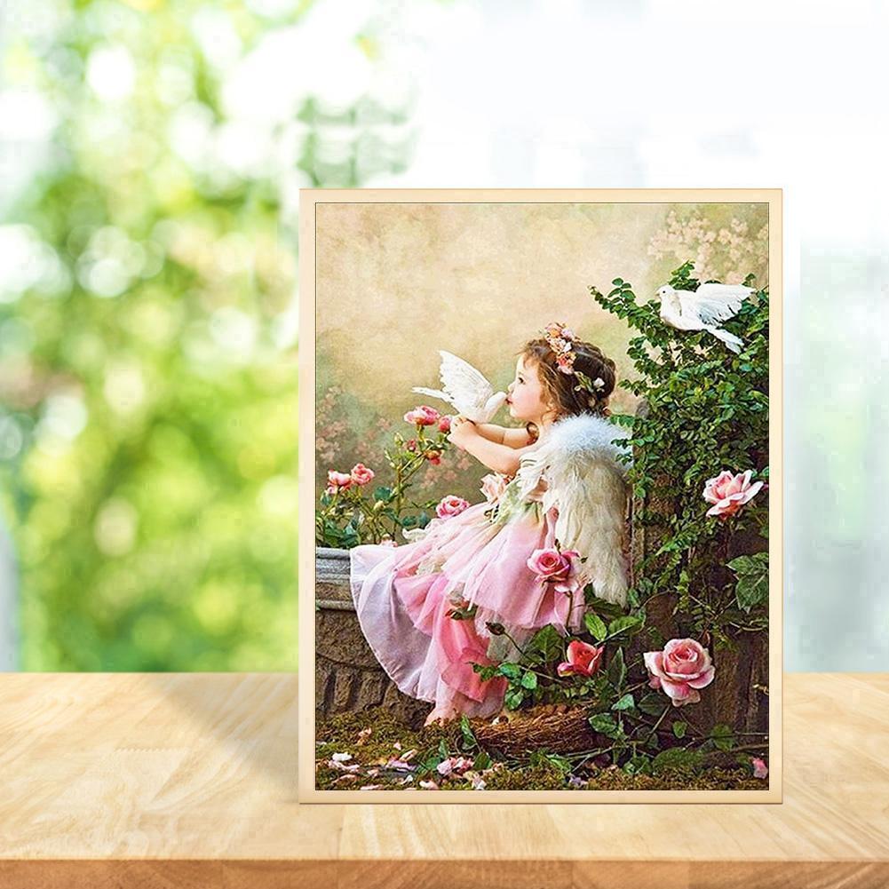 Ange mignon - diamant rond complet - 30x40cm