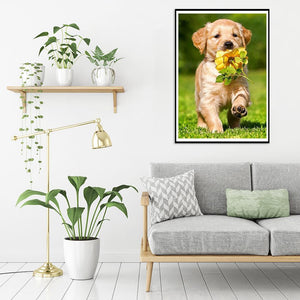 Chien - diamant rond complet - 30x40cm