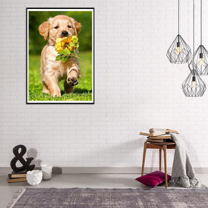 Chien - diamant rond complet - 30x40cm