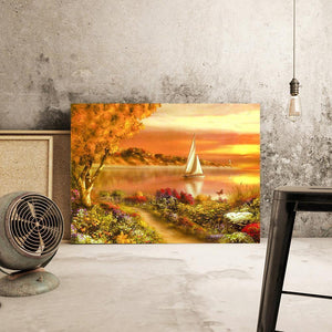 Coucher du soleil - diamant rond complet - 30x40cm