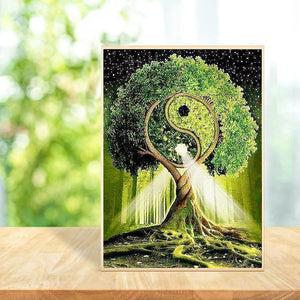 Chemin d’arbre - diamant rond complet - 30x40cm