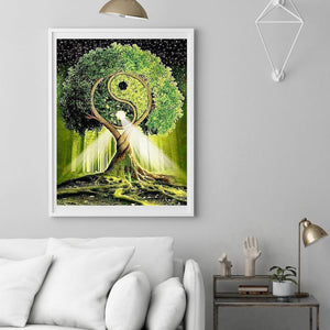 Chemin d’arbre - diamant rond complet - 30x40cm
