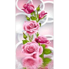 Charger l&#39;image dans la galerie, Fleur rose - diamant rond complet - 30x50cm
