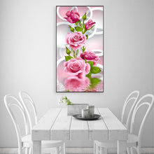 Charger l&#39;image dans la galerie, Fleur rose - diamant rond complet - 30x50cm
