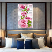 Charger l&#39;image dans la galerie, Fleur rose - diamant rond complet - 30x50cm
