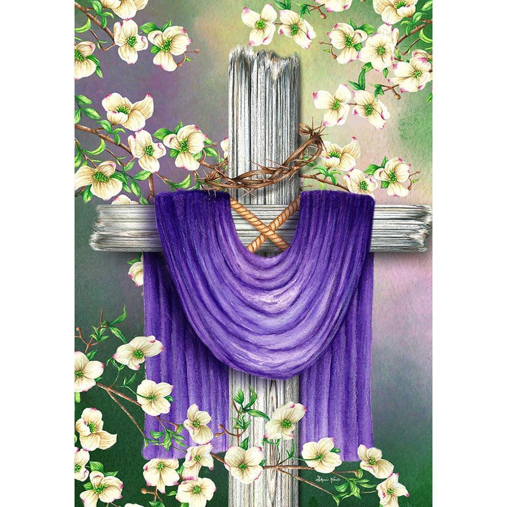 Croix - diamant rond complet - 30x40cm