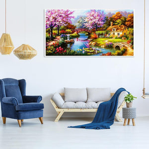 Paysage - diamant rond complet - 55x100cm