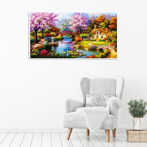 Paysage - diamant rond complet - 55x100cm