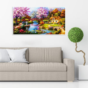 Paysage - diamant rond complet - 55x100cm