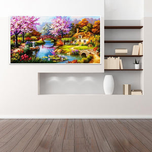 Paysage - diamant rond complet - 55x100cm