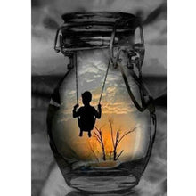 Charger l&#39;image dans la galerie, Homme dans la bouteille - diamant rond complet - 30x40cm
