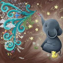 Charger l&#39;image dans la galerie, Éléphant - diamant rond complet - 30x30cm
