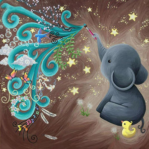 Éléphant - diamant rond complet - 30x30cm