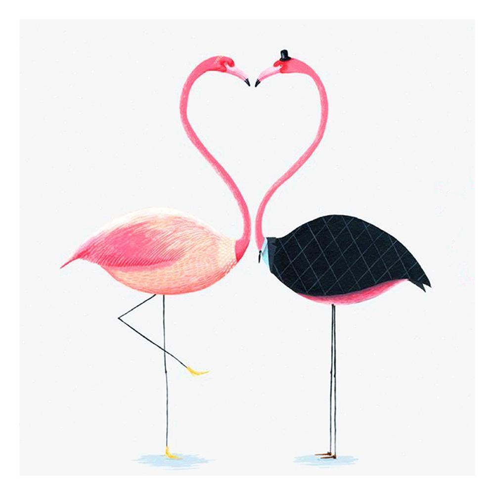 Oiseau rose - diamant rond complet - 30x30cm