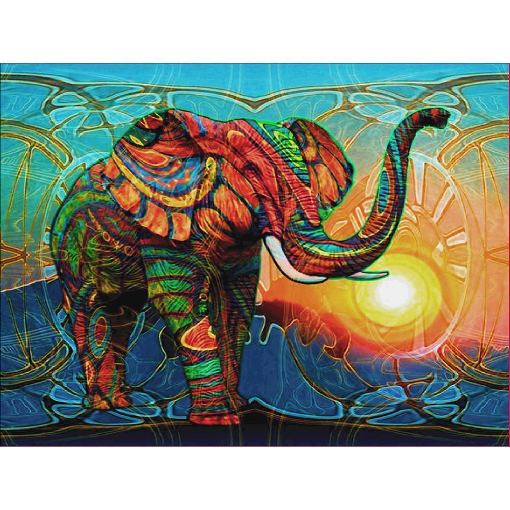 Éléphant - diamant rond complet - 40x30cm