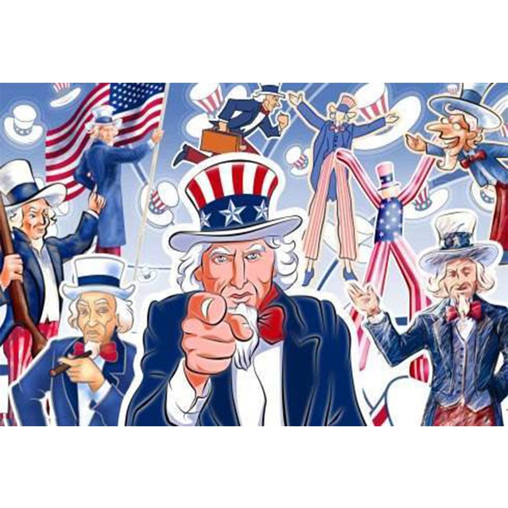 Homme américain - diamant rond complet - 40x30cm