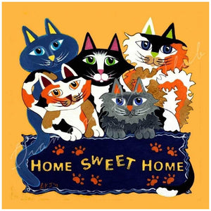 Chats - diamant rond complet - 30x30cm