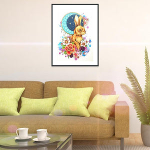 Lapin - diamant rond complet - 30x40cm