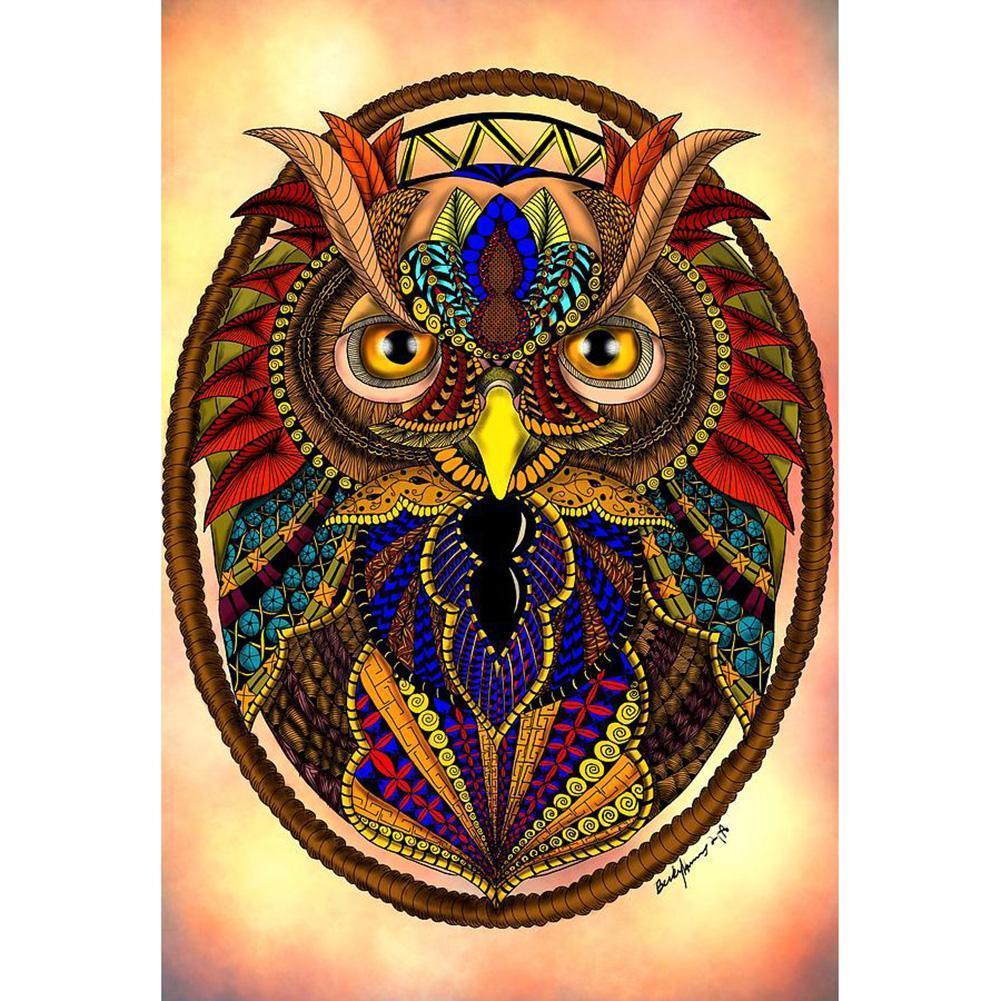 Hibou - diamant rond complet - 30x40cm