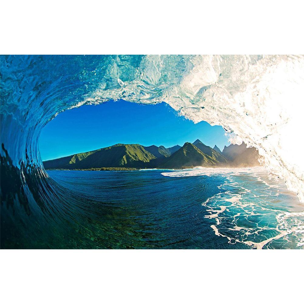 Vagues océaniques - diamant rond complet - 40x30cm