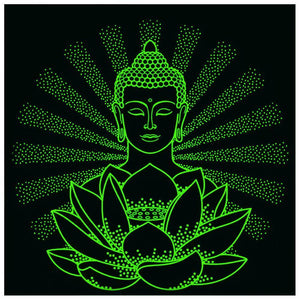 Statue lumineuse de bouddha - diamant rond complet - 35x35cm