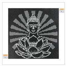 Charger l&#39;image dans la galerie, Statue lumineuse de bouddha - diamant rond complet - 35x35cm
