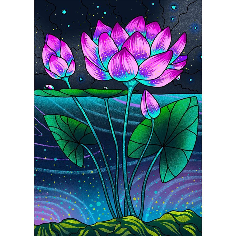 Lotus - diamant rond complet - 30x40cm