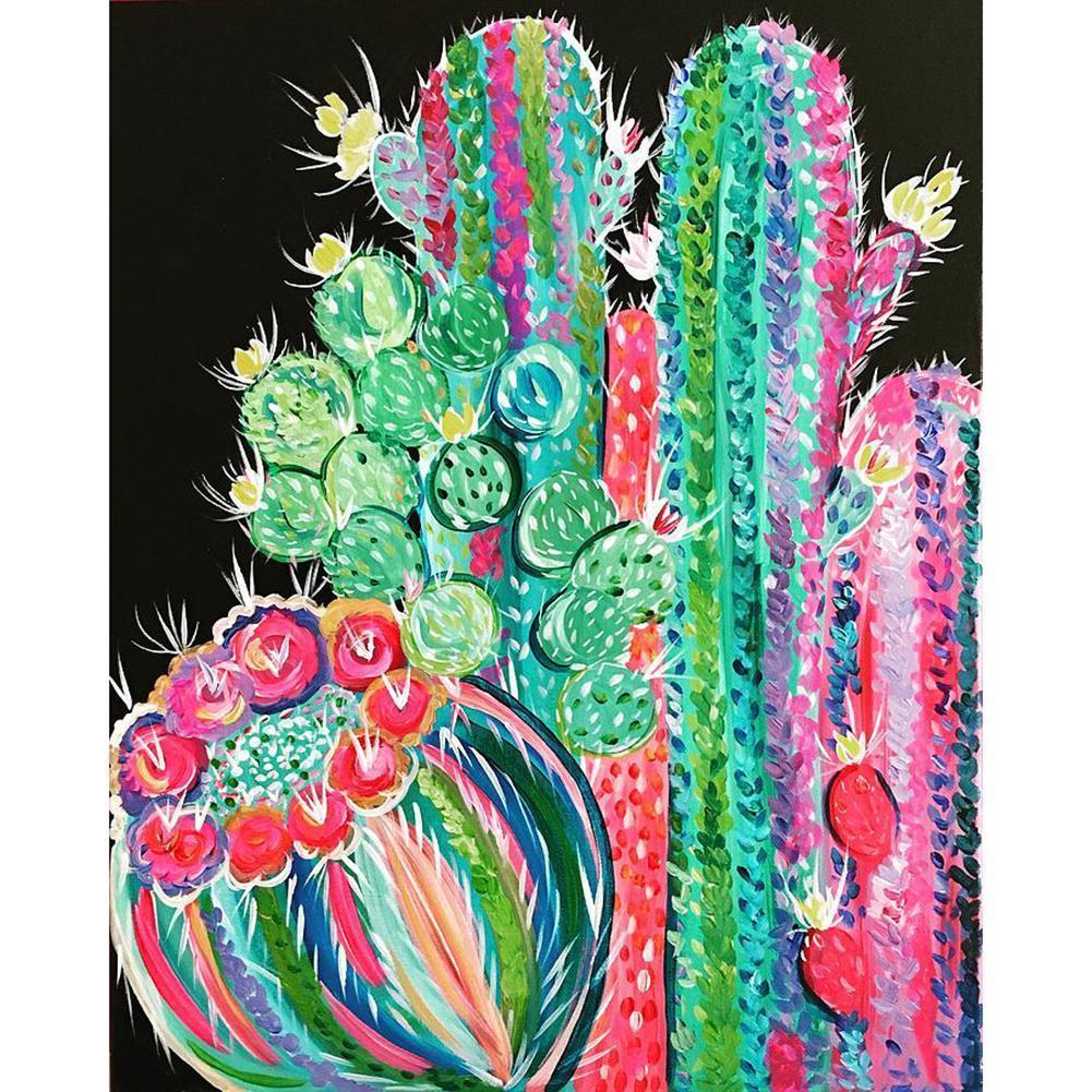 Cactus - diamant rond complet - 30x40cm