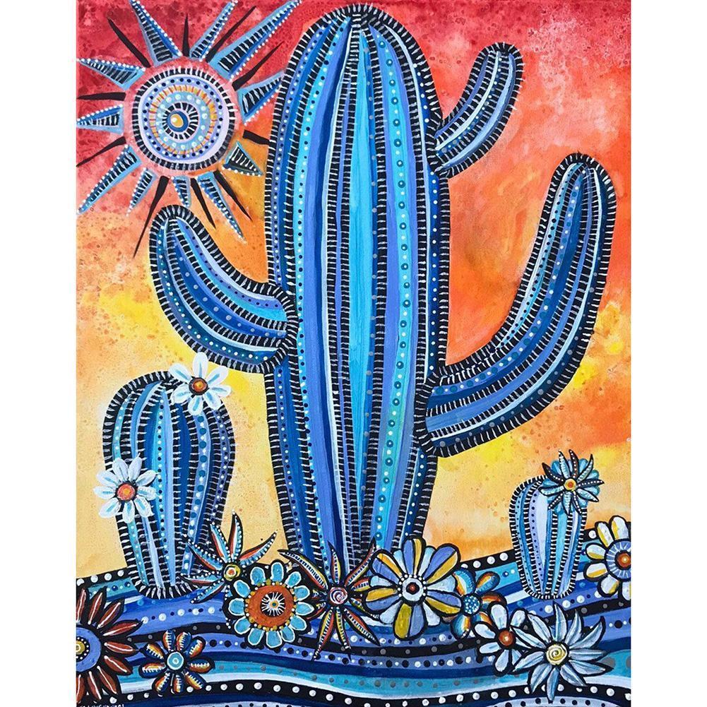 Cactus - diamant rond complet - 30x40cm