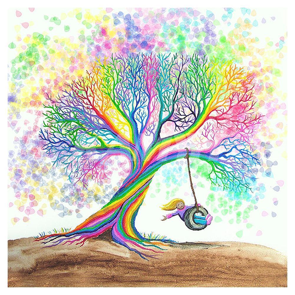Arbre coloré - peinture complète de diamant - 30x30cm