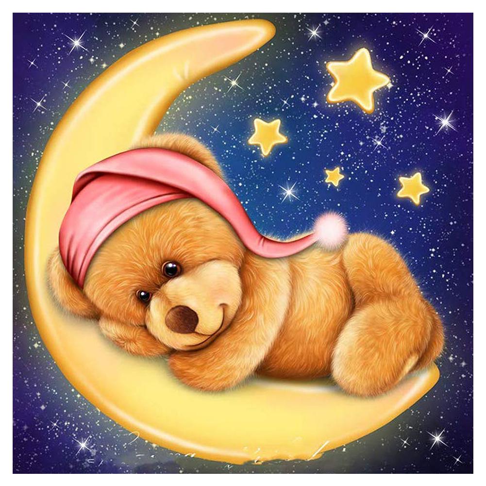 Ours de lune - peinture de diamant plein - 30x30cm