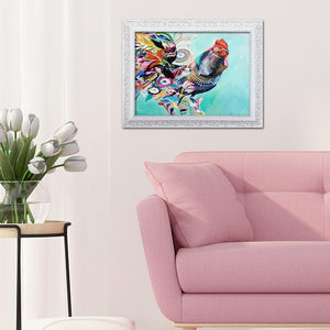 Coq - diamant rond complet - 40x30cm