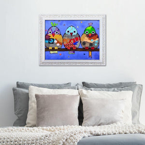 Oiseau - diamant rond complet - 40x30cm