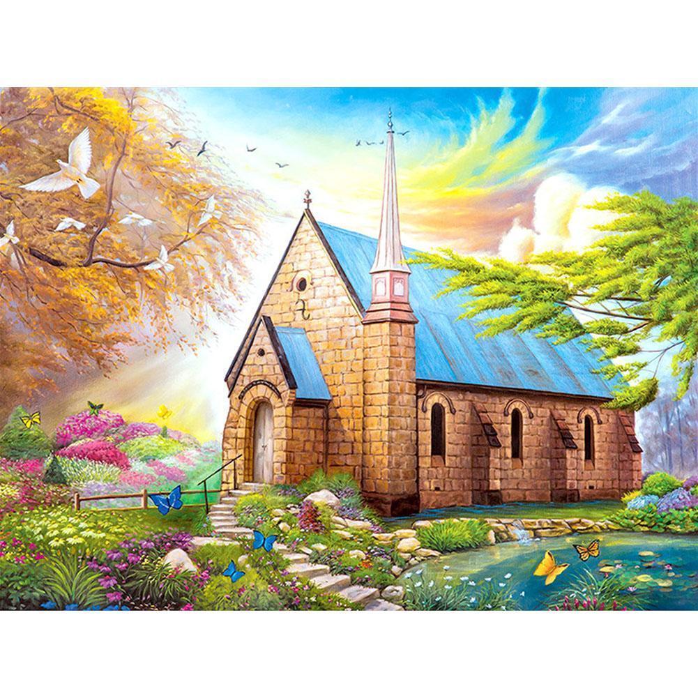 Maison - diamant rond complet - 40x30cm