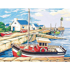 Bateau - peinture en diamant complet - 30x40cm