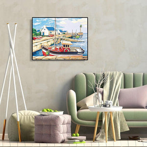 Bateau - peinture en diamant complet - 30x40cm