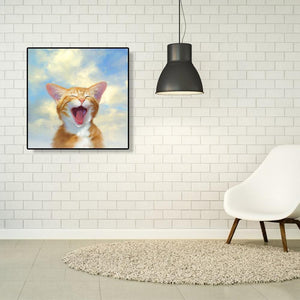 Chat de sourire - peinture complète de diamant - 30x30cm