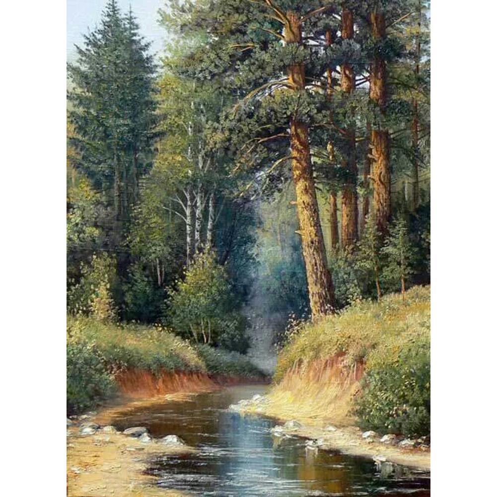 Ruisseau forestier - peinture en diamant complet - 30x40cm