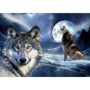 Loups - peinture en diamant complet - 40x30cm