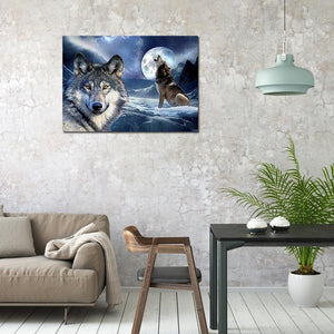 Loups - peinture en diamant complet - 40x30cm