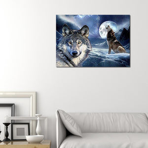 Loups - peinture en diamant complet - 40x30cm