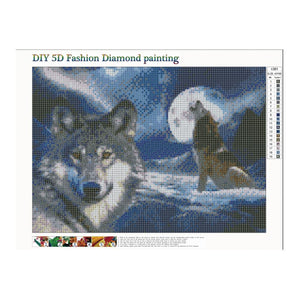 Loups - peinture en diamant complet - 40x30cm