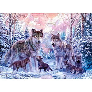 Loups - peinture en diamant complet - 40x30cm