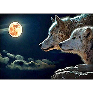 Loups - peinture en diamant complet - 40x30cm
