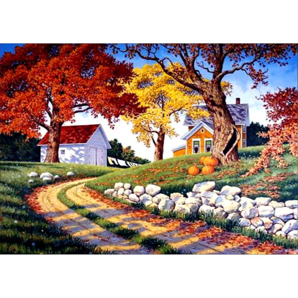 Chemin - peinture en diamant complet - 40x30cm