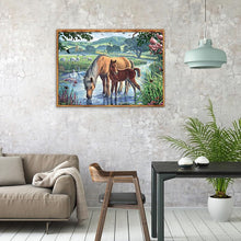Charger l&#39;image dans la galerie, Boire du cheval - peinture en diamant complet - 40x30cm
